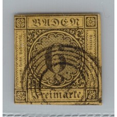 ALEMANIA 1853 ESTADO DE BADEN Yv 8 MUY LINDO SELLO 30 EUROS